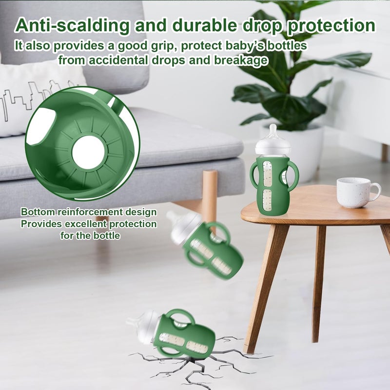 Juome Silicone Sleeves with Handles for Avent Natural Glass Baby Bottle - 3 Pack Anti Breakage Holder for Phillips Avent Baby Bottles, Compatible with Philips Avent Anti Colic Baby Bottles 8 oz - Image 2